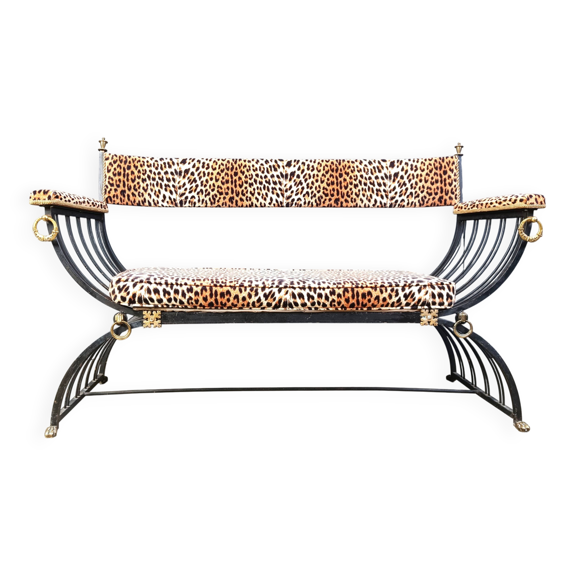 Banc curule de style Maison Jansen, années 1960