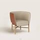 Cabriolet armchair in oak, Cravache Fauve/Seige leather, Hermès