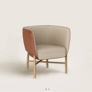Cabriolet armchair in oak, Cravache Fauve/Seige leather, Hermès