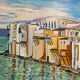 Oil on panel "Mykonos" signed Bul