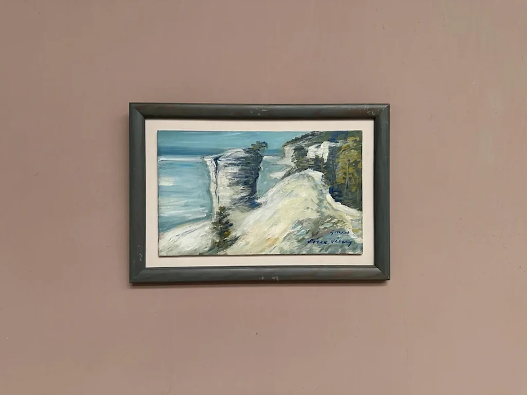 Original Swedish Oil on Panel – “Beach” by Soren Viberg – Vintage & Framed – 32 × 23 cm (12.5" × 9")