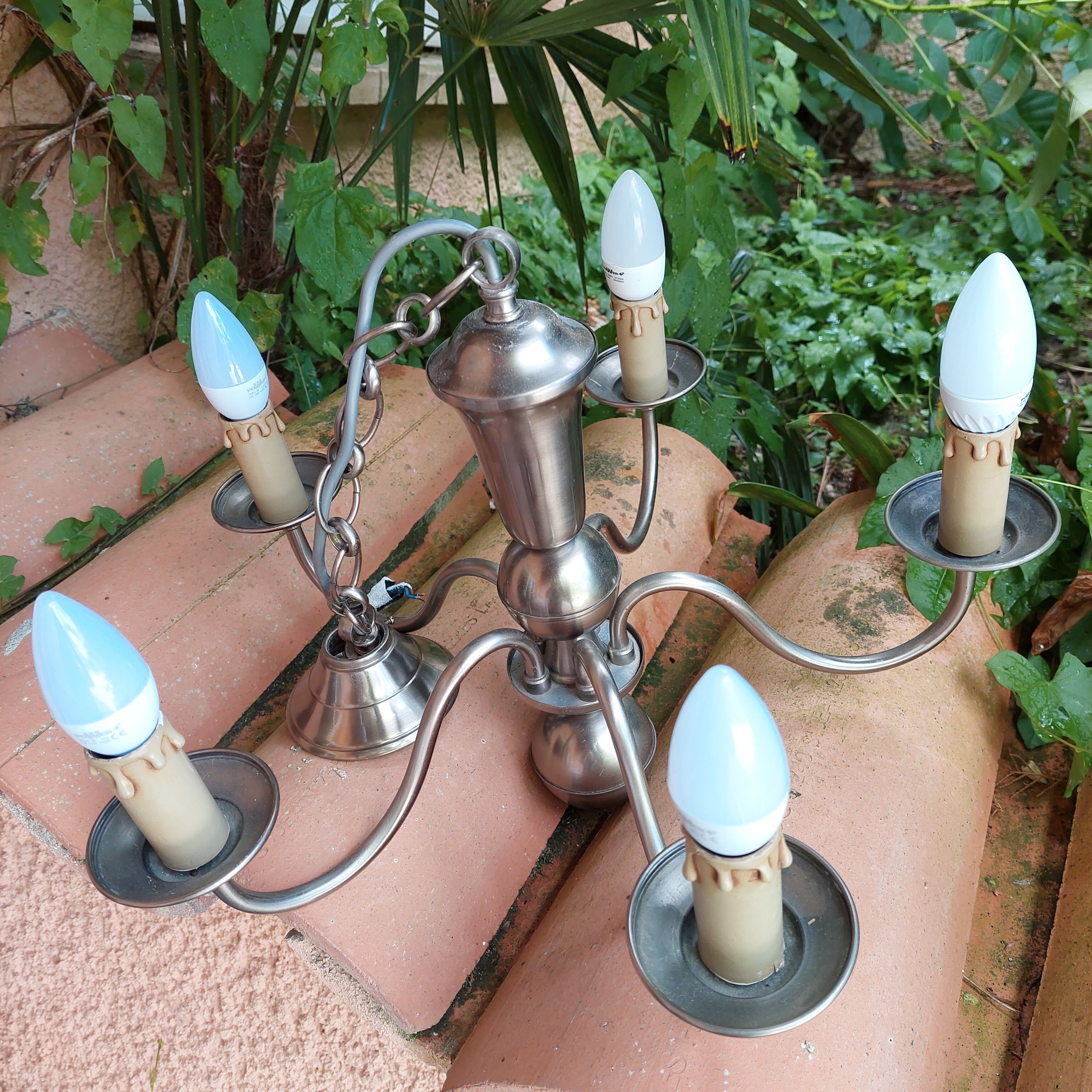 Old pewter chandelier