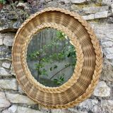 Miroir osier tressé années 50