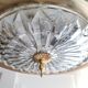 1960s mid century cream metal and crystal pull down large hanging lamp