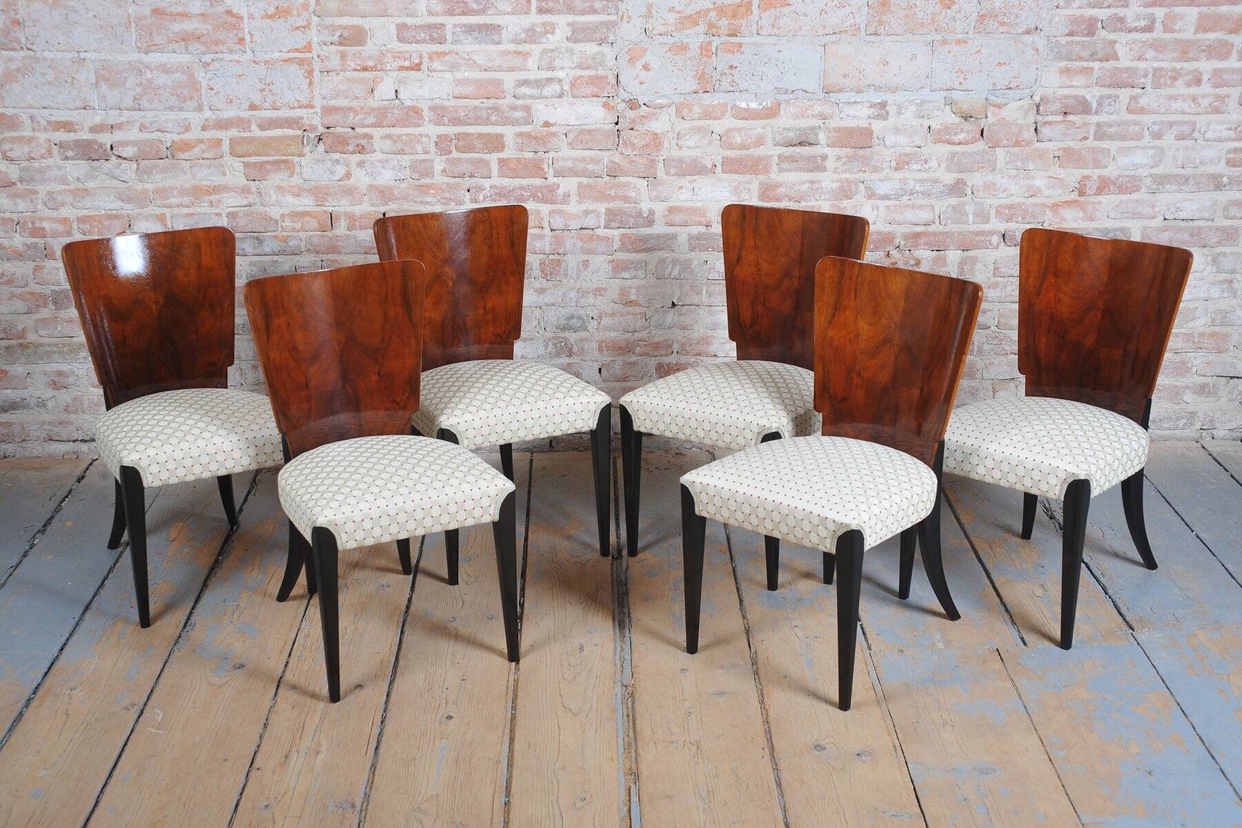 Art Deco Beech Chairs attributed to Halabala for Up Závody, Czech, 1930s, Set of 6