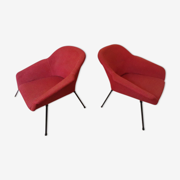 Pair of armchair year 50 60 red