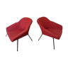 Paire de fauteuils année 50 60 rouge