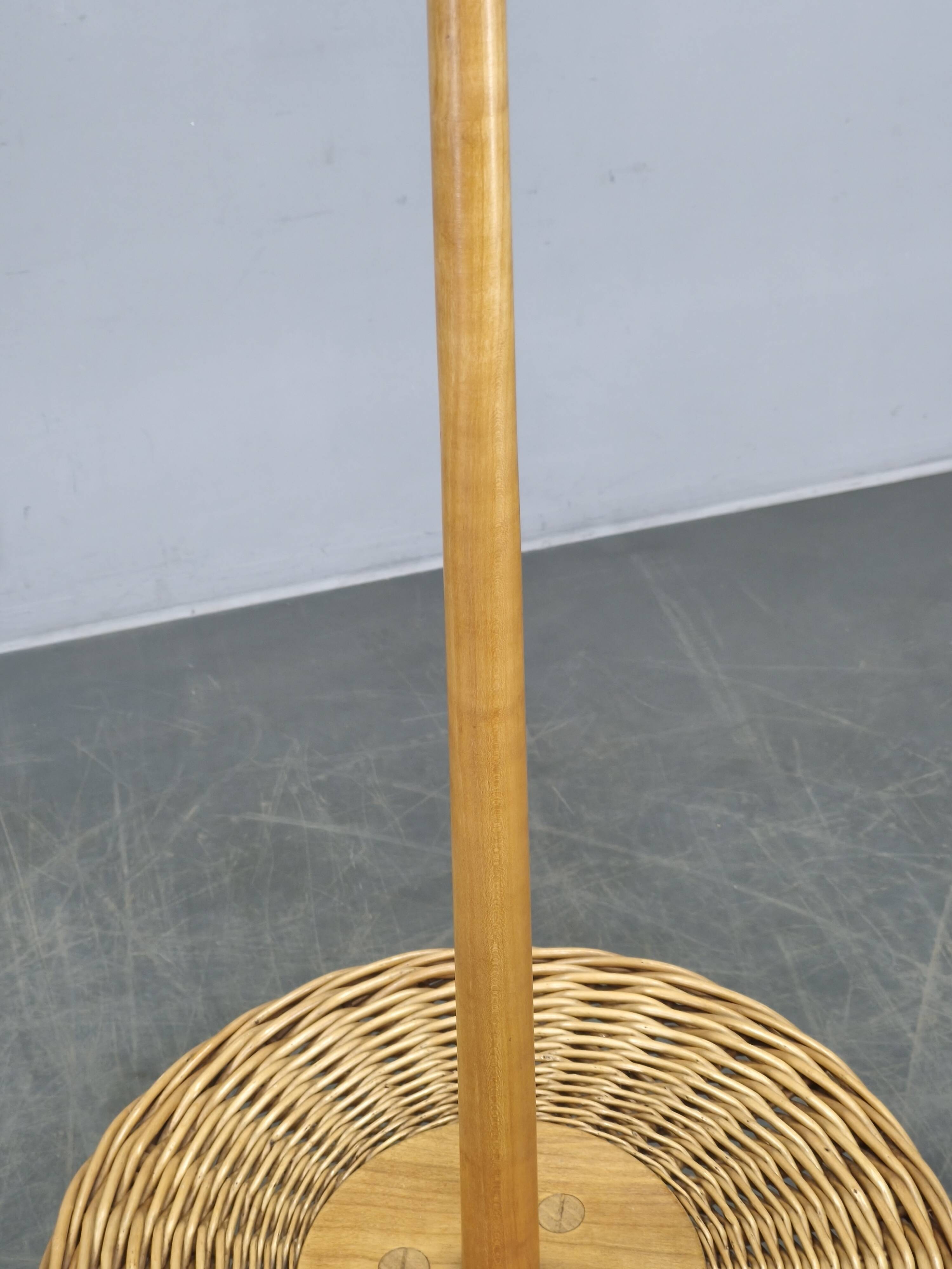 Jan Kalous ULUV Rattan Floor Lamp, Czechoslovakia 1960s