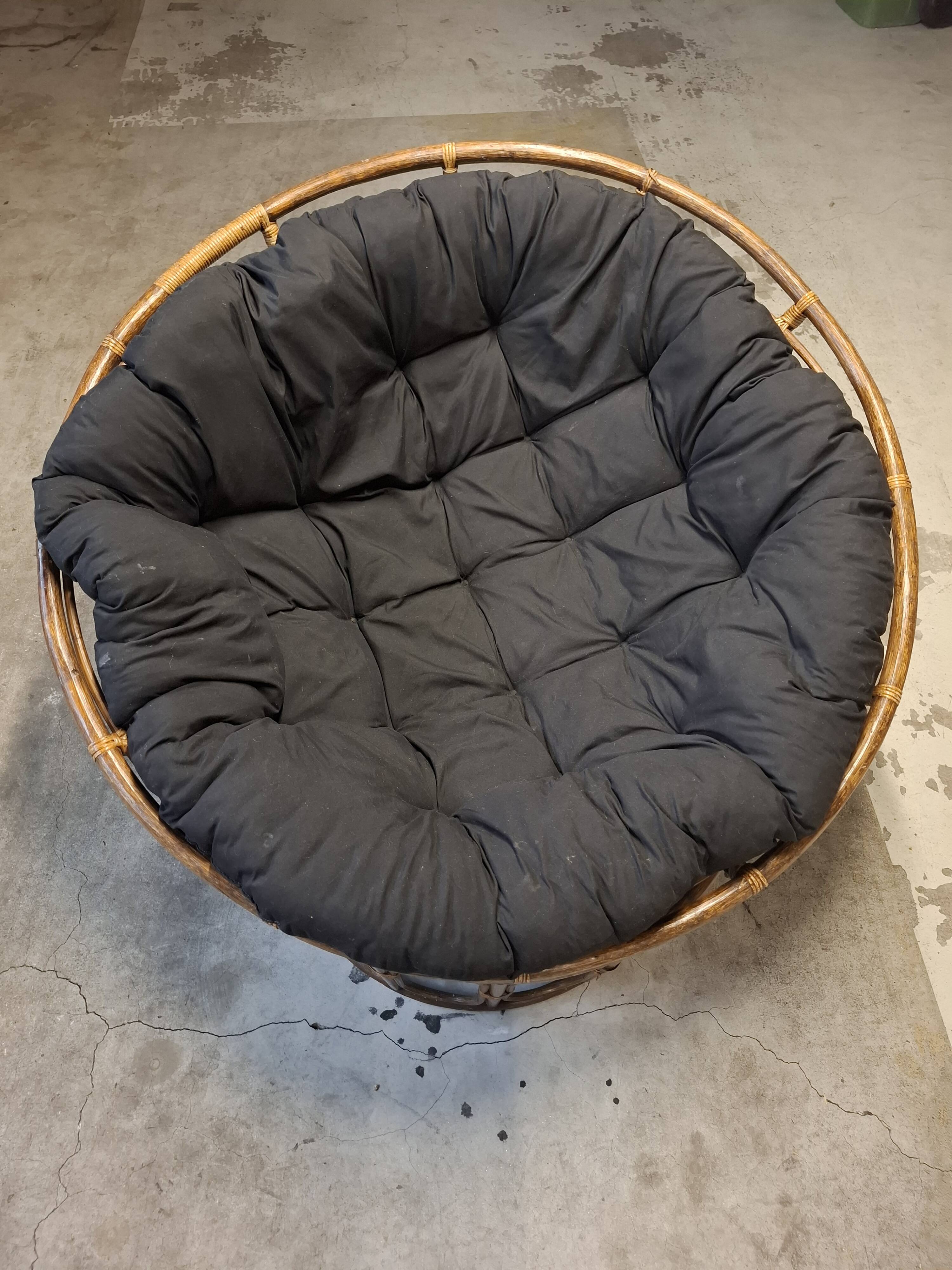 Fauteuil Papasan en rotin + grand coussin 130 cm