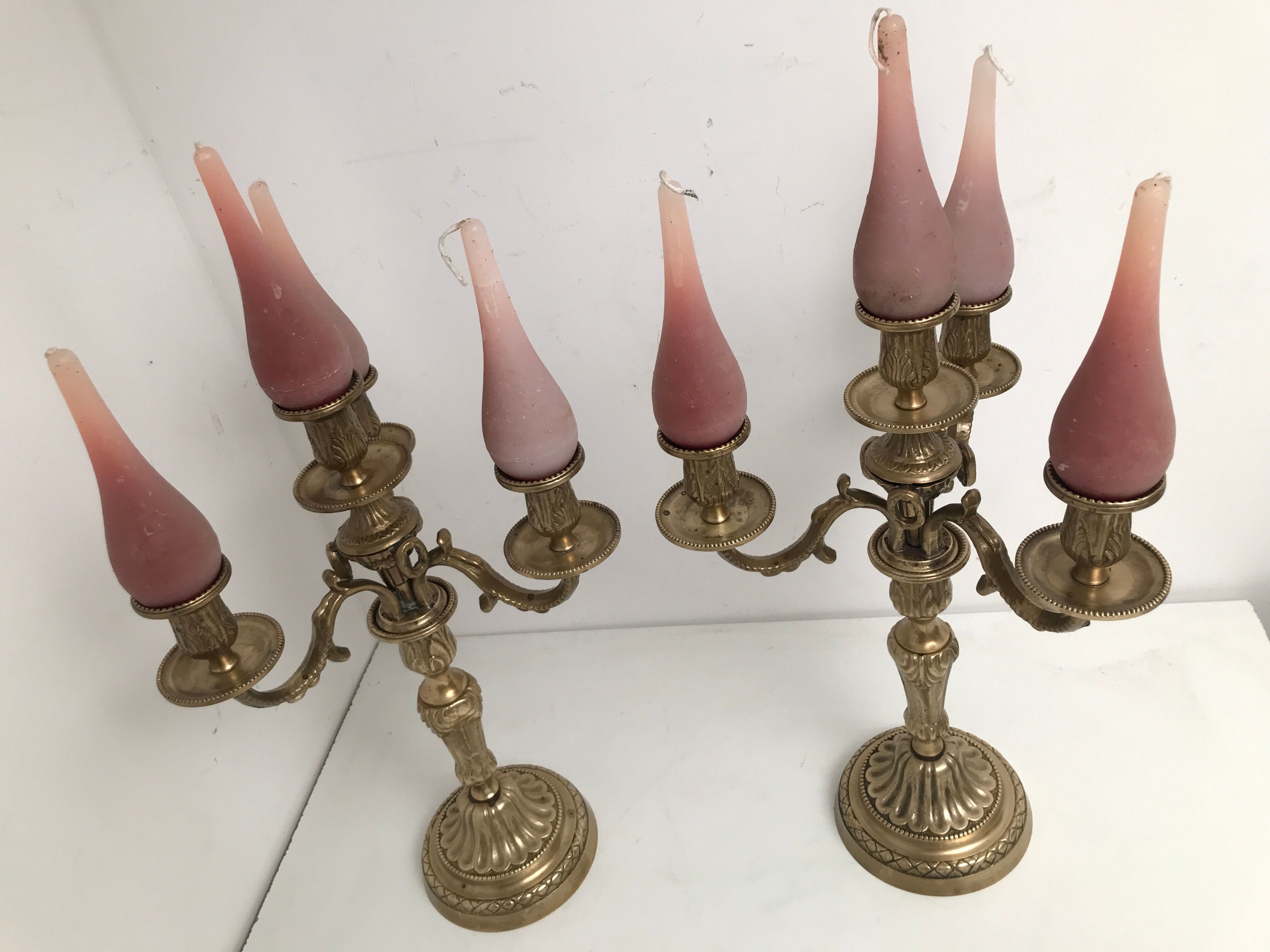 Brass candle holders 3 branches 4 fires