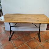 Wrought iron bistro table and fir top