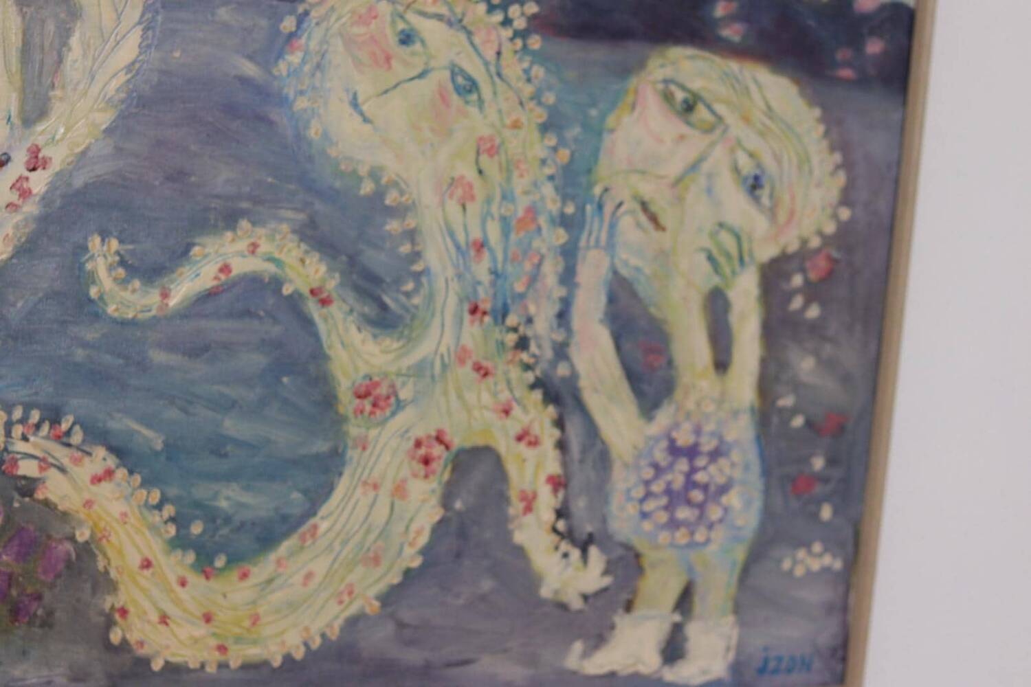 Original Swedish Oil on Canvas – “Figures” by JZON – Vintage, Framed