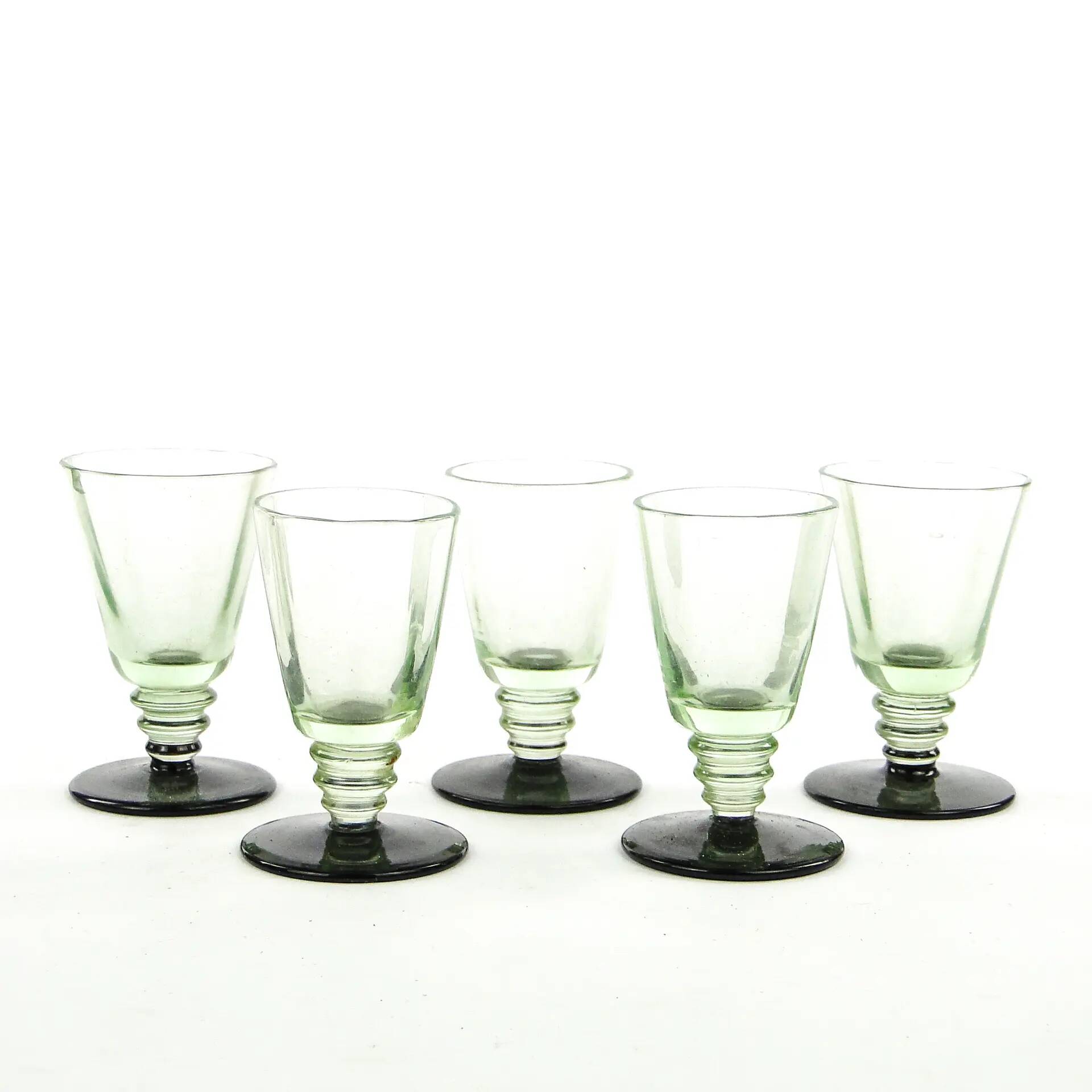 Ensemble de cinq verres, Art Déco, verre, Pologne, années 1930