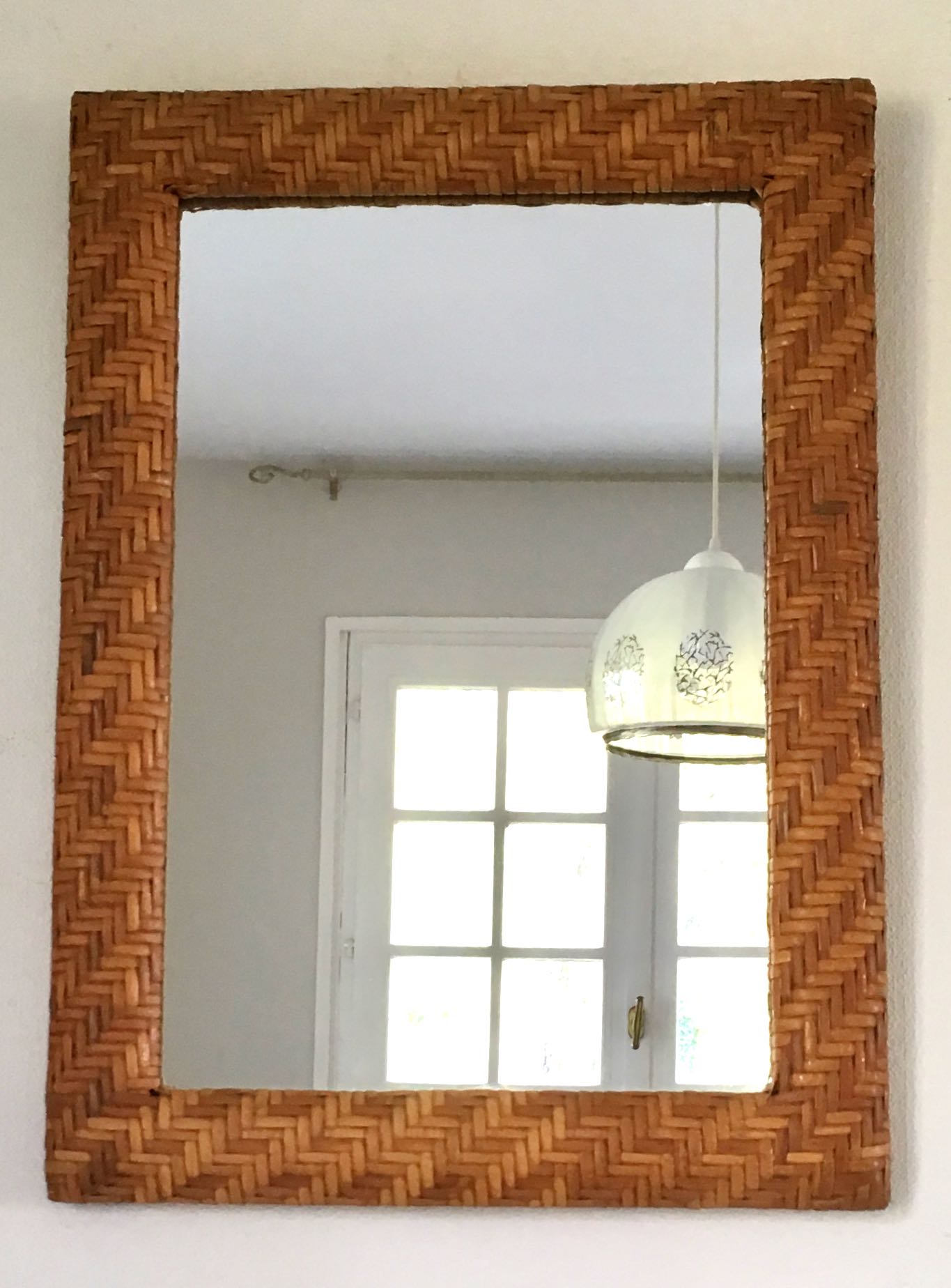 Mirror braided rattan frame 1970 39x54cm