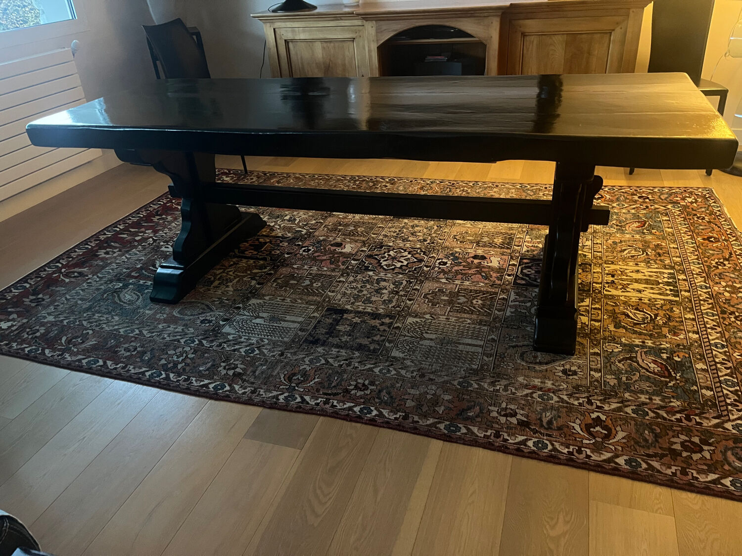 Monastery table in solid oak, black lacquered.