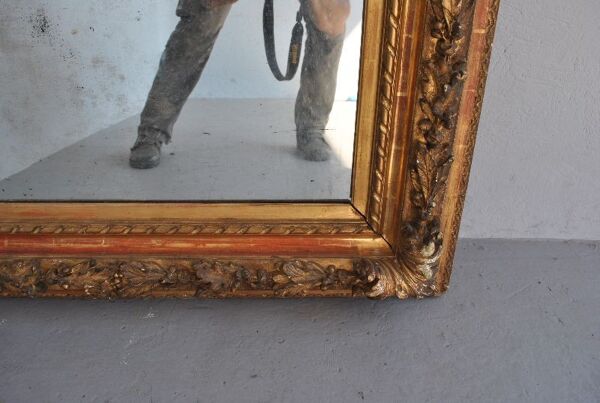 Miroir louis xvi bois doré glace ancienne 109x128cm