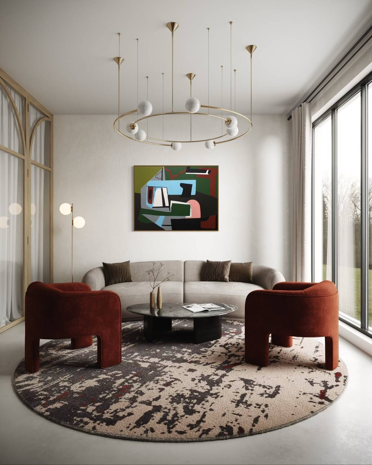 Original abstract painting "Powerful alignment" on canvas 100x81cm.