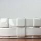 Vintage Italian woven basket in white ceramic