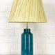 Lampe de table scandinave en grés cérame abat-jour raffia, Nymølle pottery, Danemark 1960s