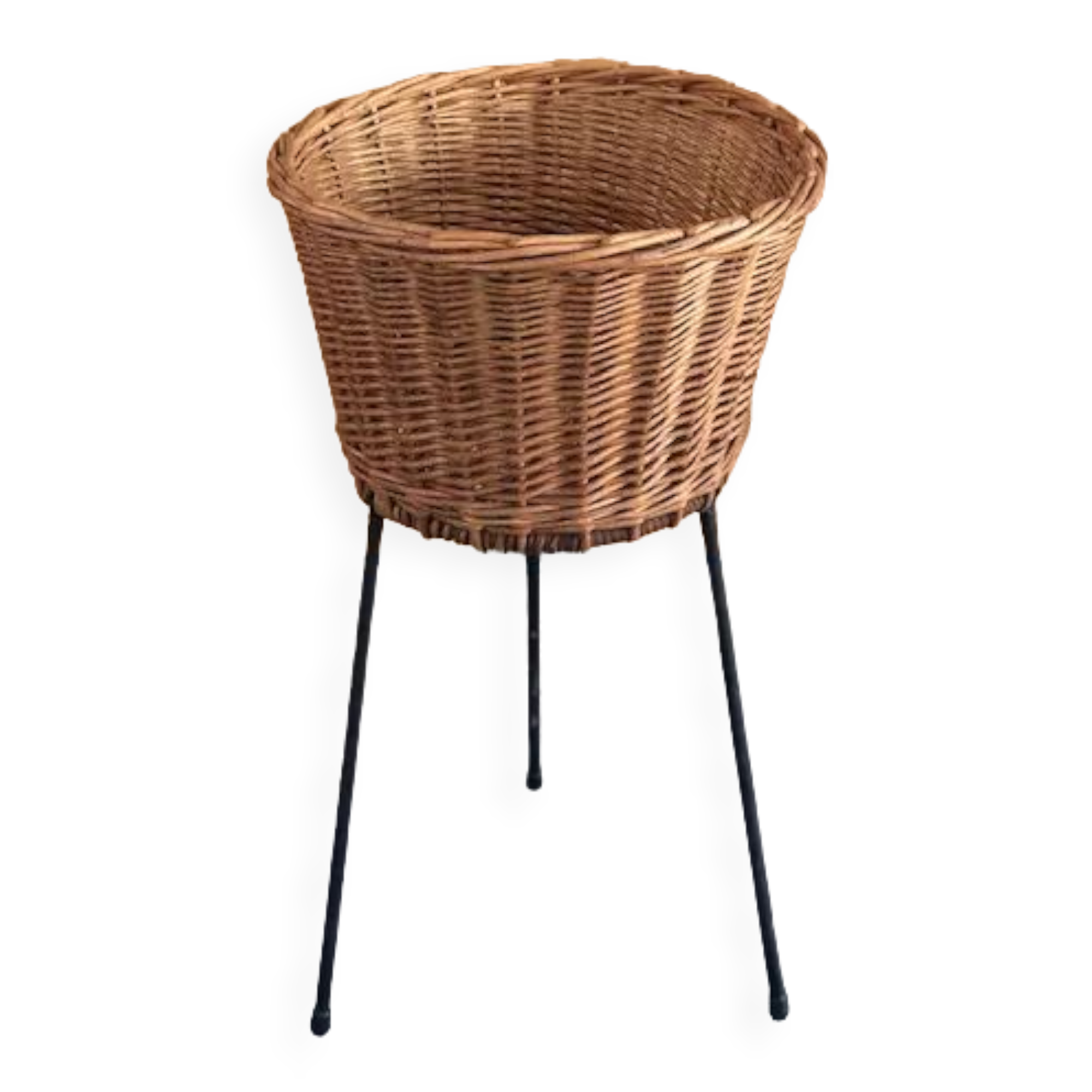 Wicker and wire plant holder