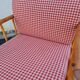 Armchair in pine and vichy fabric