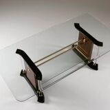 Table basse laiton et verre, 1970s
