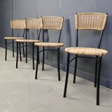 Vintage wicker dining chairs, 1980s - set of 4