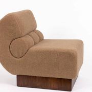Italian lounge chair in walnut and Schumacher cashmere bouclé, 1970