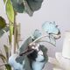 Vintage tole chandelier with light blue roses 1960s