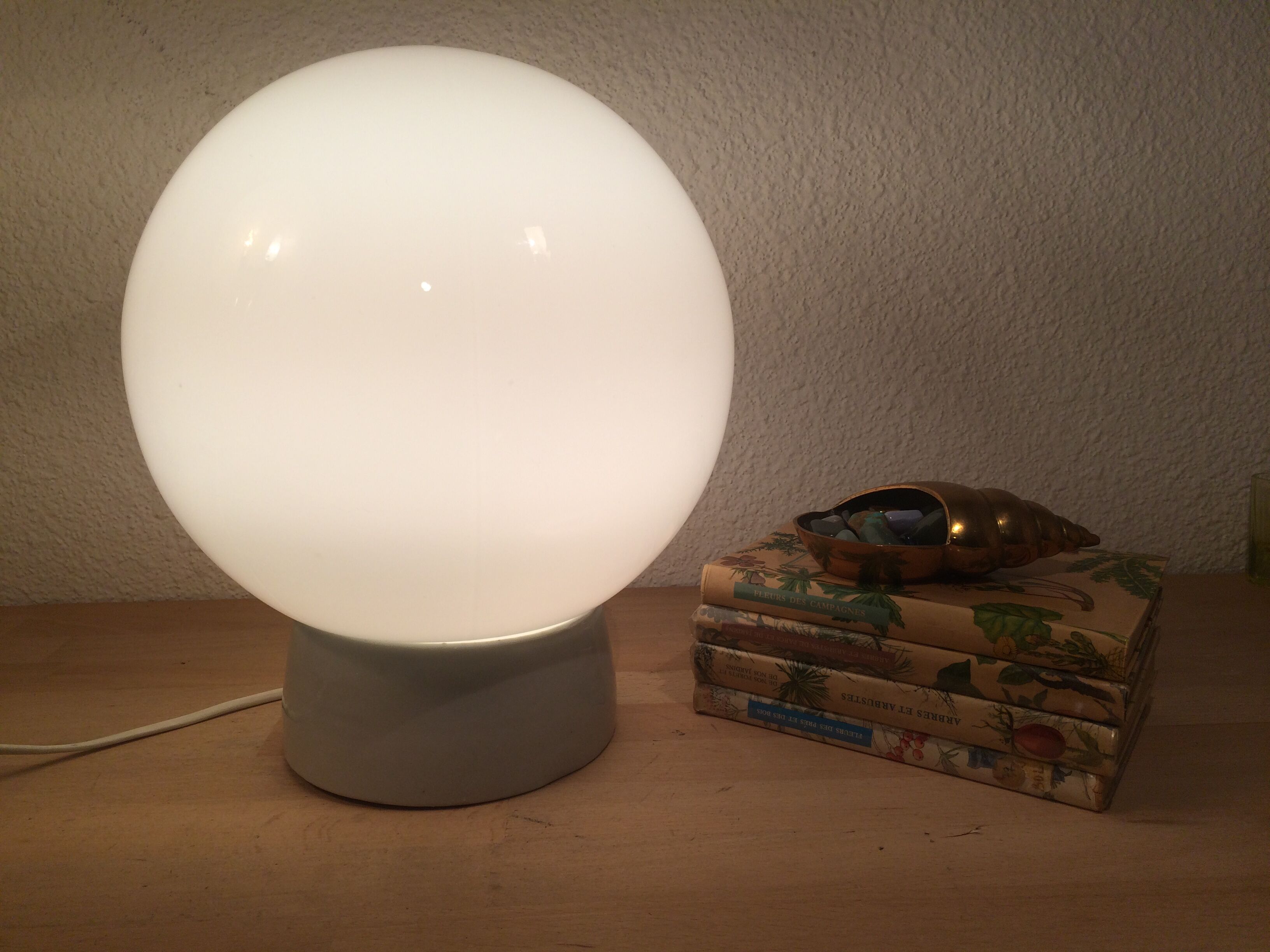 Globe lamp, ceramic and opaline, wall lamp or ceiling lamp