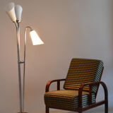 Lampadaire ArtDéco restauré, acier chromé, Tchéquie, années 1930