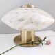 Lampe de table en verre de Murano blanc et laiton, Italie, années 1980