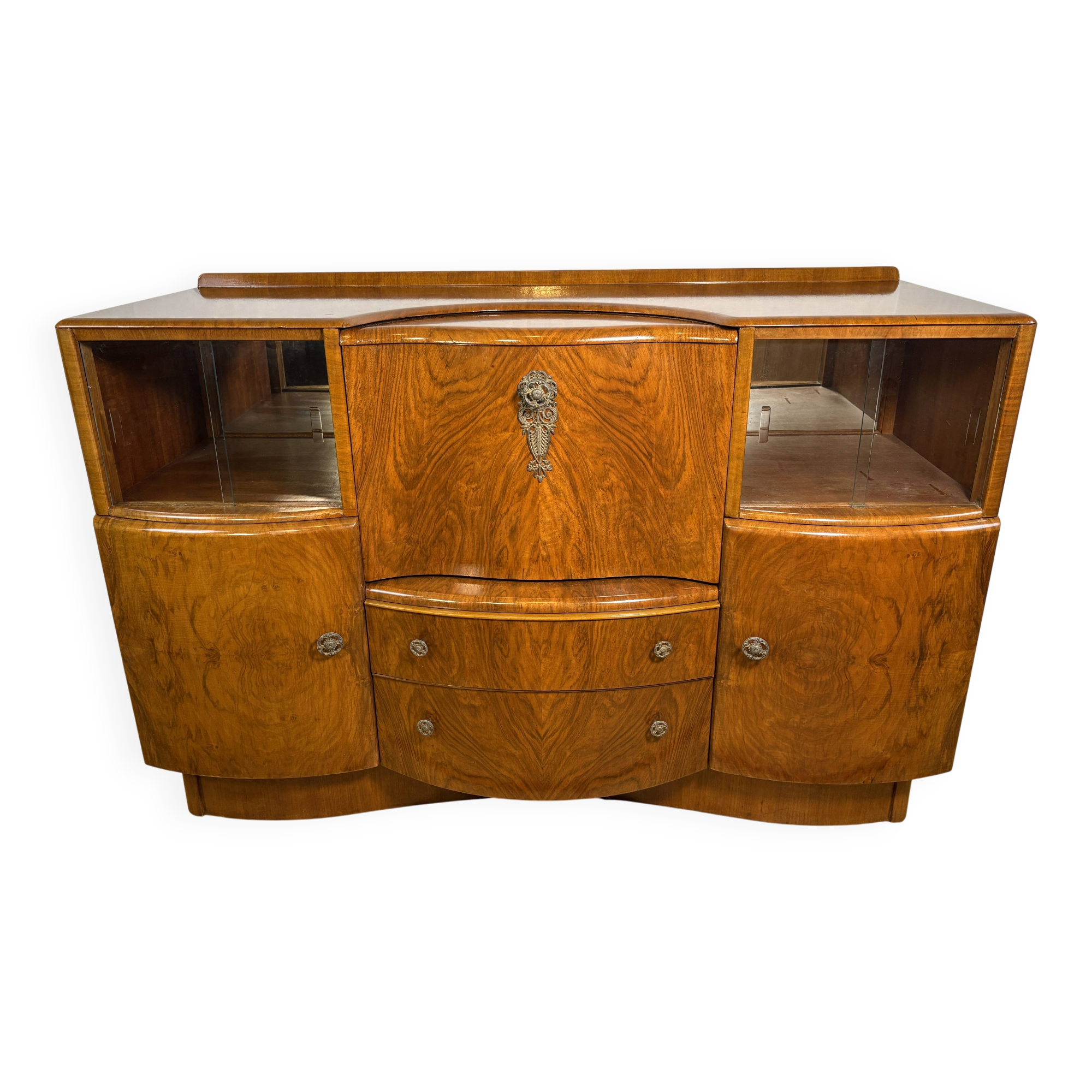 Art Deco Vintage Burr Walnut Cocktail Cabinet Sideboard Beautility1930-1940