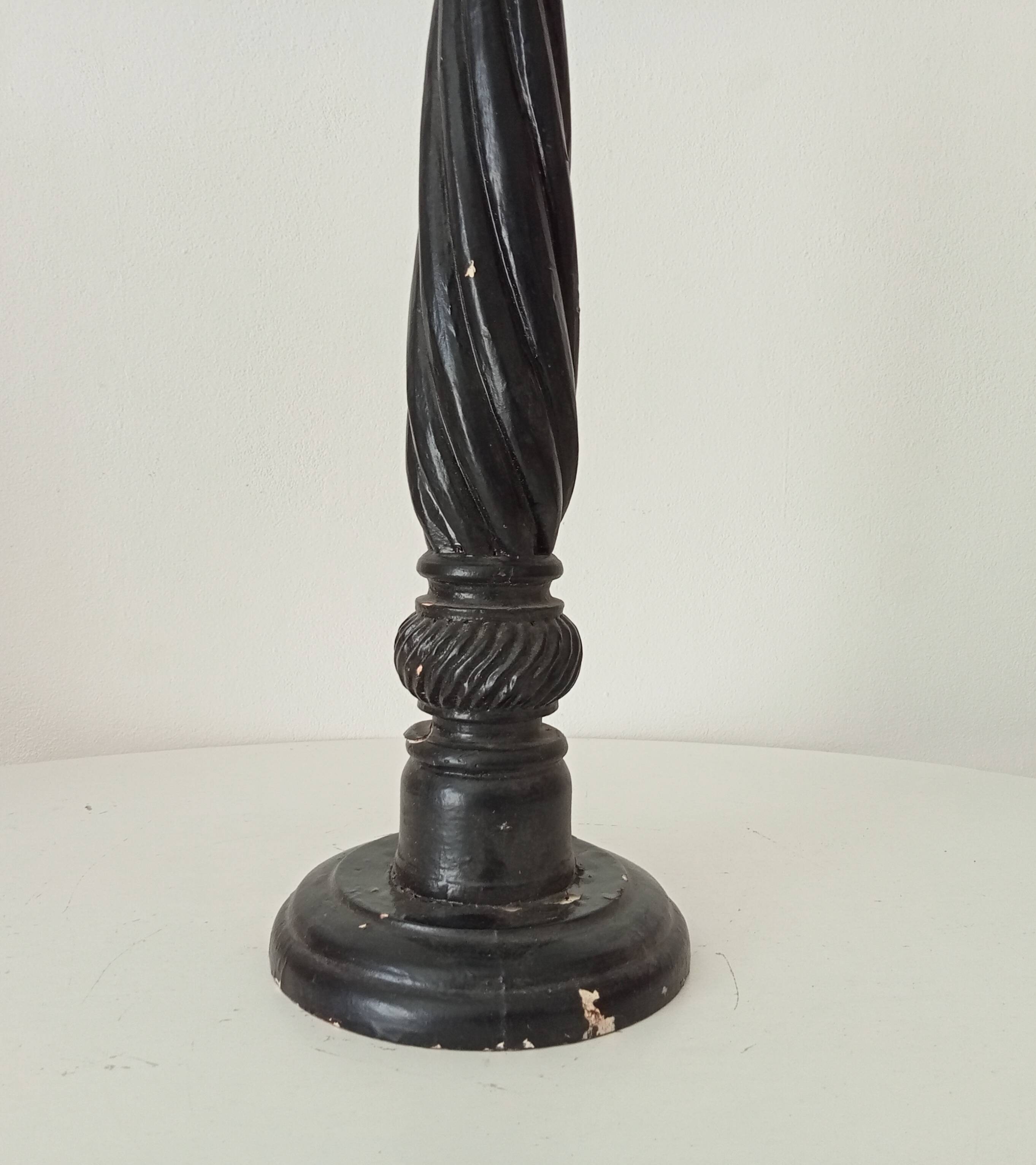 Large antique carved wooden candlestick