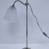 Art Deco lamp with chrome metal and opalescent glass.