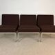 3 vintage armchairs – brown fabric & chrome base