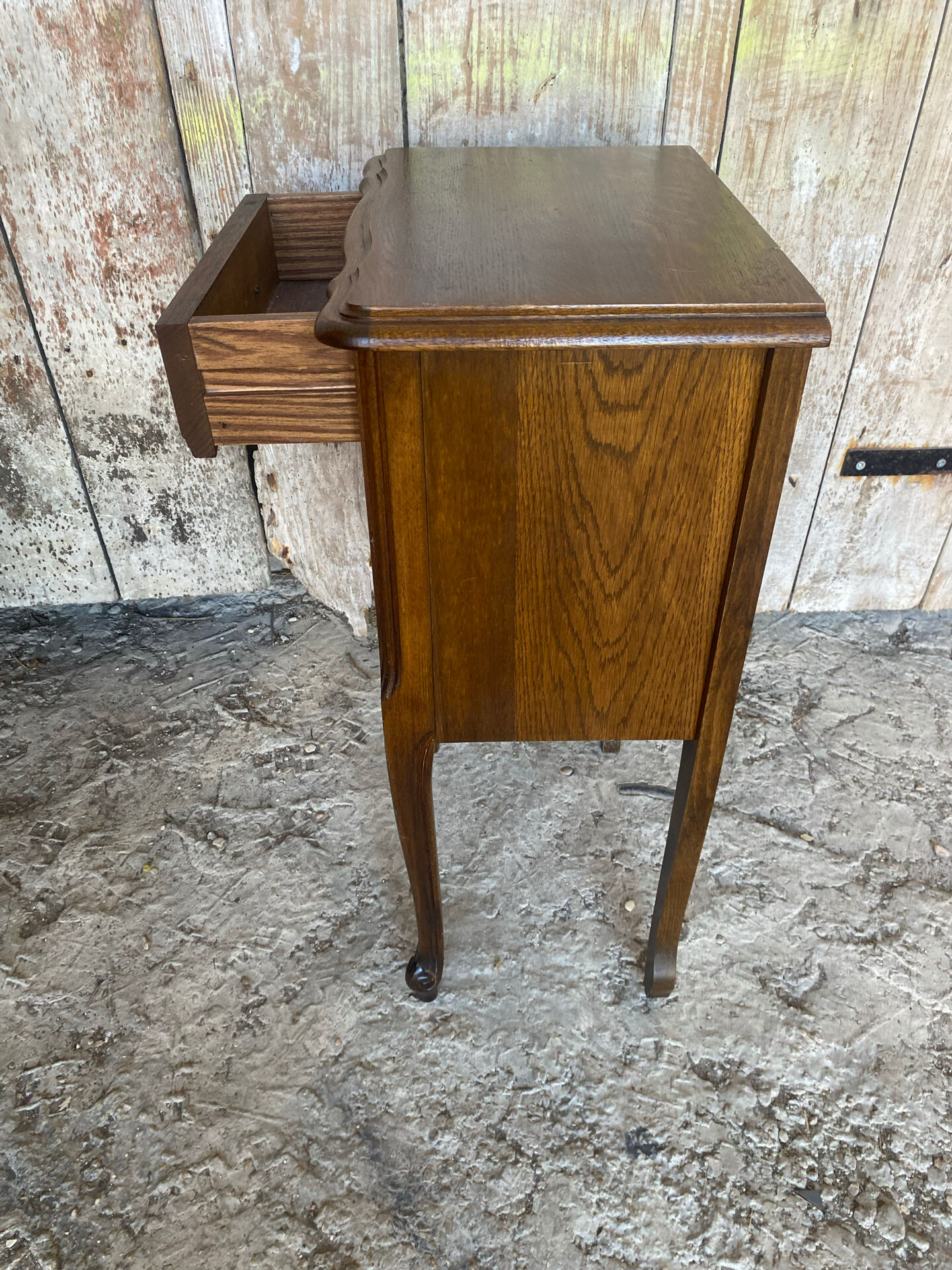 Antique nightstand louis xv style wood drawer + vintage case