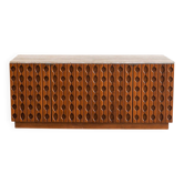 Contemporary Brutalist Carved Wood Sideboard With Travertine Top In review