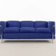 Cassina LC2 3seat Sofa by Charlotte Perriand, Le Corbusier and Pierre Jeanneret in blue fabrics