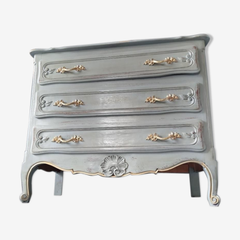 Louis XV-style patinated grey chest of drawers