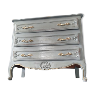 Louis XV-style patinated grey chest of drawers
