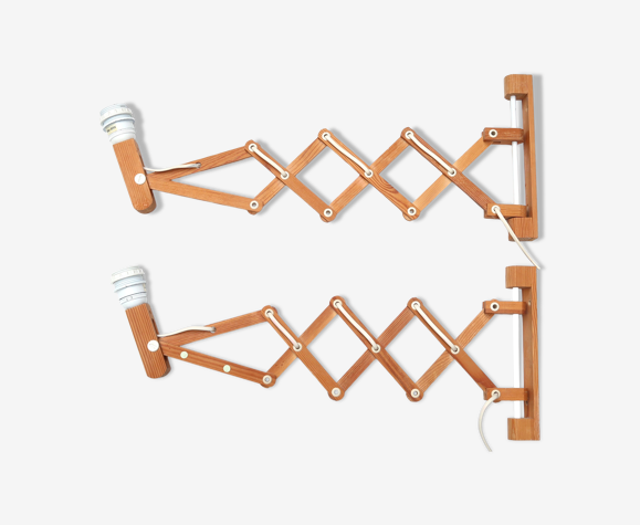 Paire d'appliques extensibles en bois par Translandia, années 60