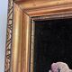 Vintage original velvet flower oil painting, pink flower still life art