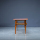 Mid-Century Coffee Table in Teak & Rattan