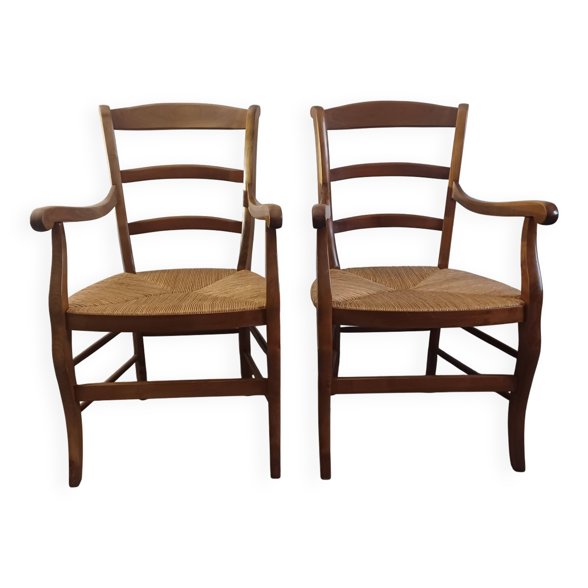 Pair of cherry wood armchairs