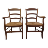 Pair of cherry wood armchairs