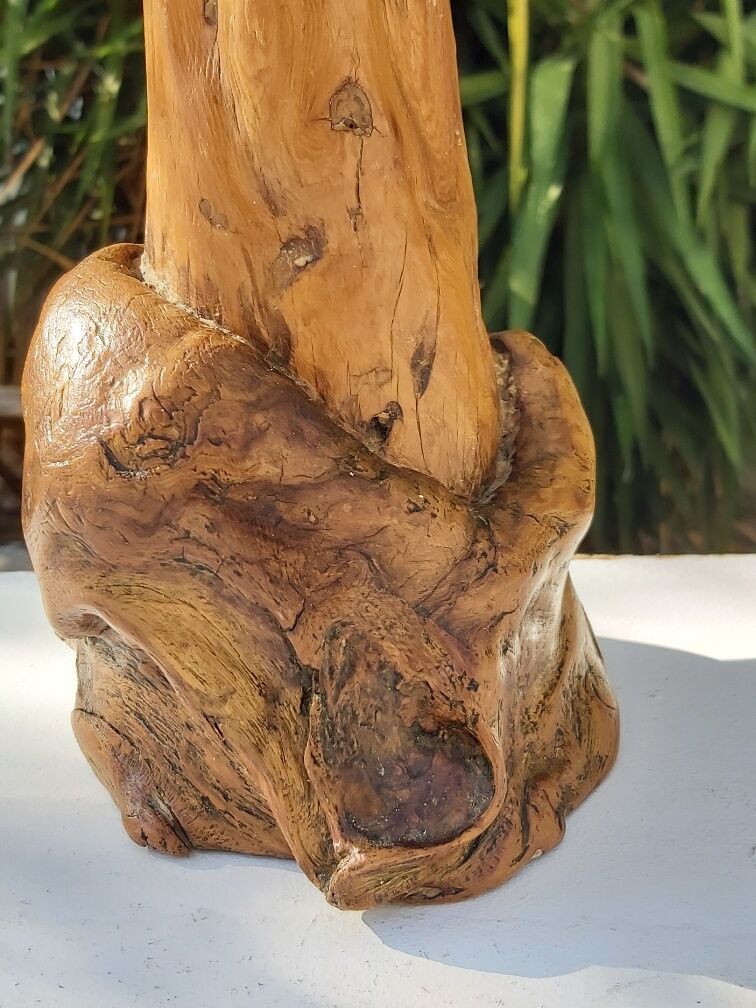 Vintage wood brutalist lamp 50s