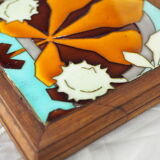 Leaf earthenware checkered underside and maronnier bug - autumn atmosphere - deb. XXth