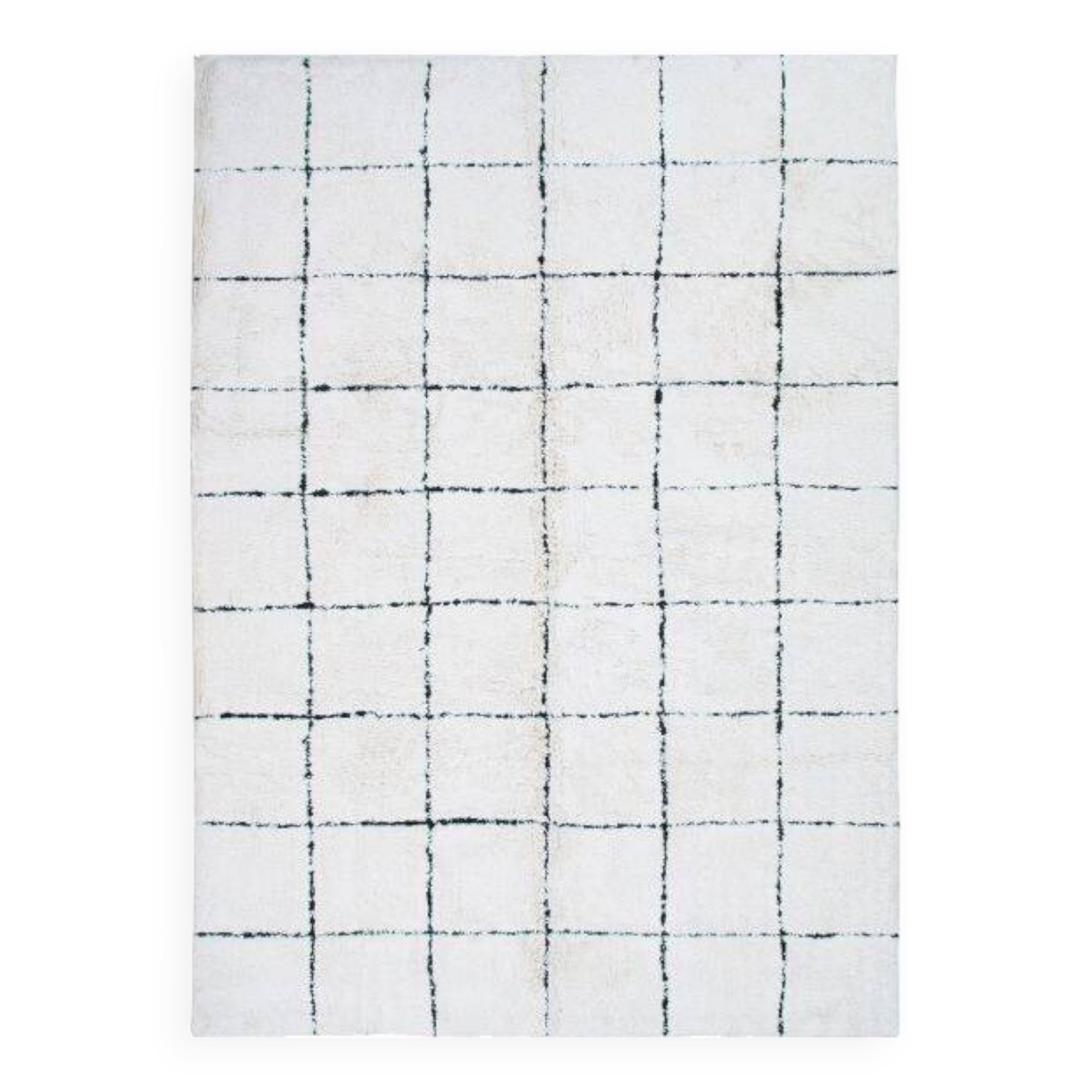 Berber rug 160x230 cm white with black grid.