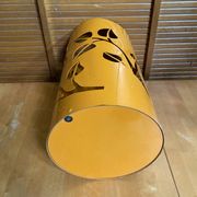 Orange Metal Cylindrical Design Umbrella Stand with Cut-Out Leaf Decoration #E2